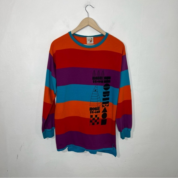 Hobie Other - Vintage Hobie Striped Long Sleeve Tee Shirt Crew Neck Men's Size Medium